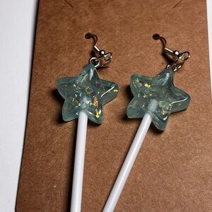 Blue Star-Shaped Sucker Earrings